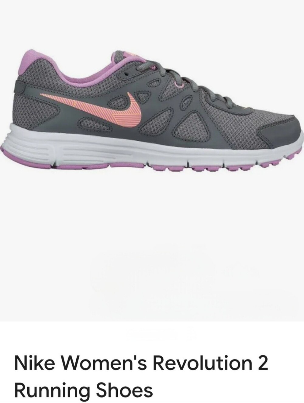 Nike Revolution 2 Running Shoes / Gray /Purple /Coral Women's Size 8.5